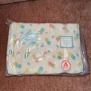 Vintage Baby Pepperell Petite Annette Receiving Blanket NOS Floral 30x40 Acrylic